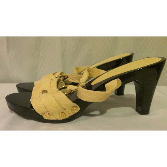 Celine Platform Heels Creme Sandals Heels Shoes Gold Metal size 40, US 10 - Picture 1 of 6